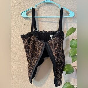 Popilush X Angela Shapewear Leopard Mesh Detachable Strap Sculpting Corset Top